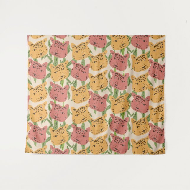 Tenture Plantes de la jungle du guépard  Vert corail   (Devant (Horizontal))