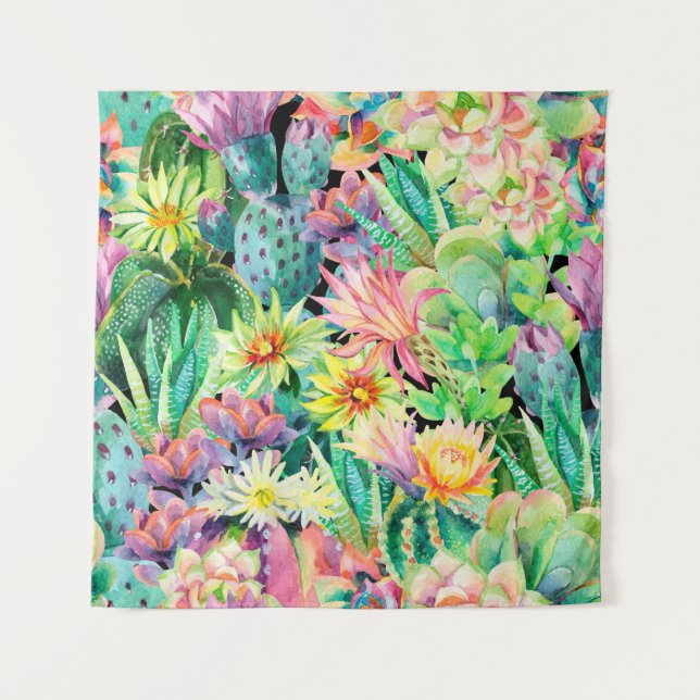 Tenture Plantes succulents et motif de jardin de cactus (Devant)