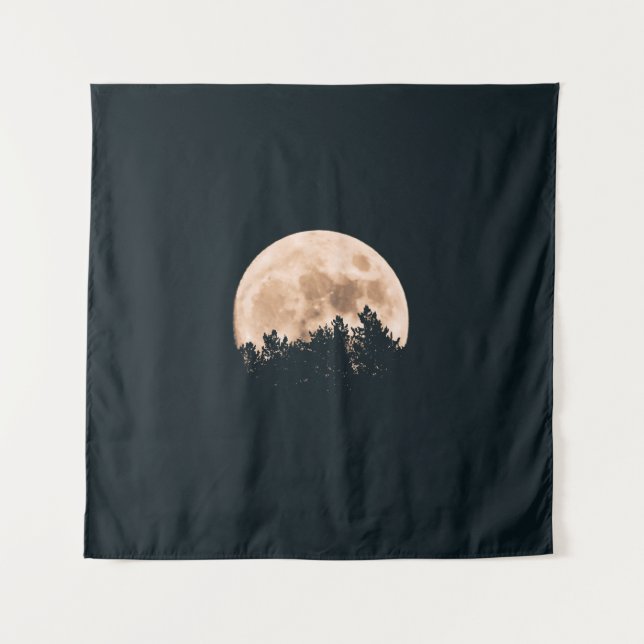 TENTURE PLEINE LUNE DERRIÈRE UN ARBRE SILHOUETTES (Devant)