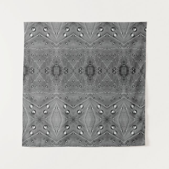 Tenture Pluie B&W sur la feuille verte Ikat  (Devant)