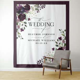 Tenture Plum violet mauve Floral Aquarelle Mariage Photo