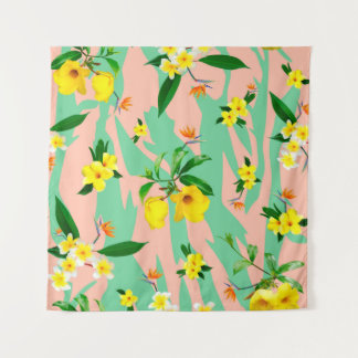 Tenture Plumeria jaune fleurs sans soudure motif