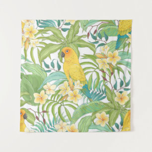 Tenture Plumeria, perroquet, motif floral Vintage.