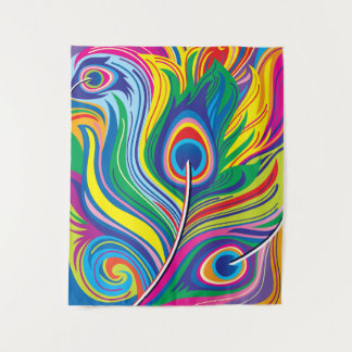 Tenture Plumes de paon Art Abstrait