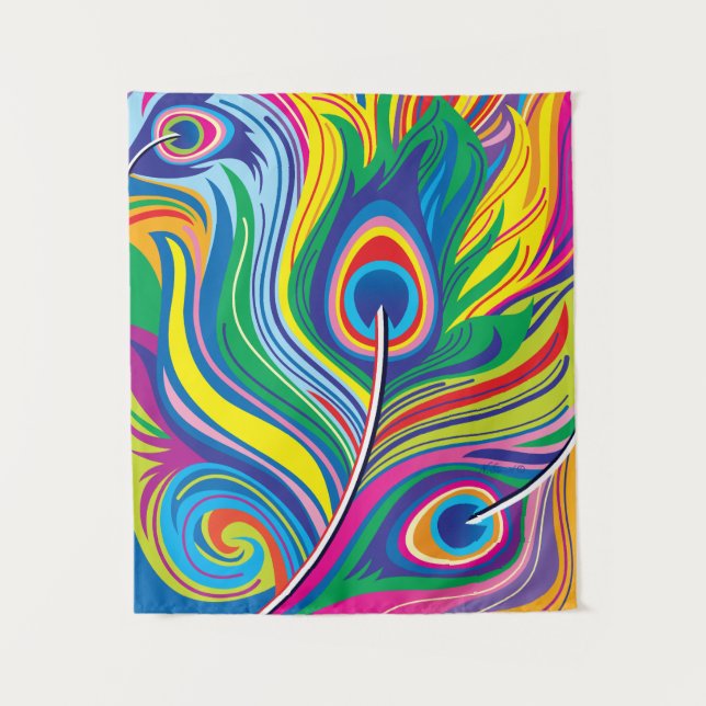 Tenture Plumes de paon Art Abstrait (Devant)