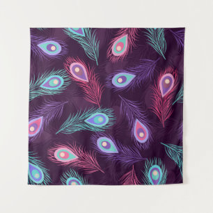 Tenture Plumes de paon : Main Tirée Vintage.