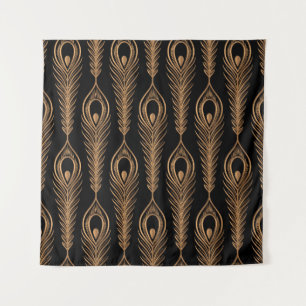 Tenture Plumes de paon, motif oriental de luxe.