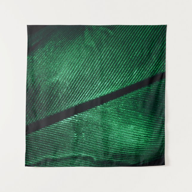 Tenture Plumes Vertes, Belle Texture Motif. (Devant)