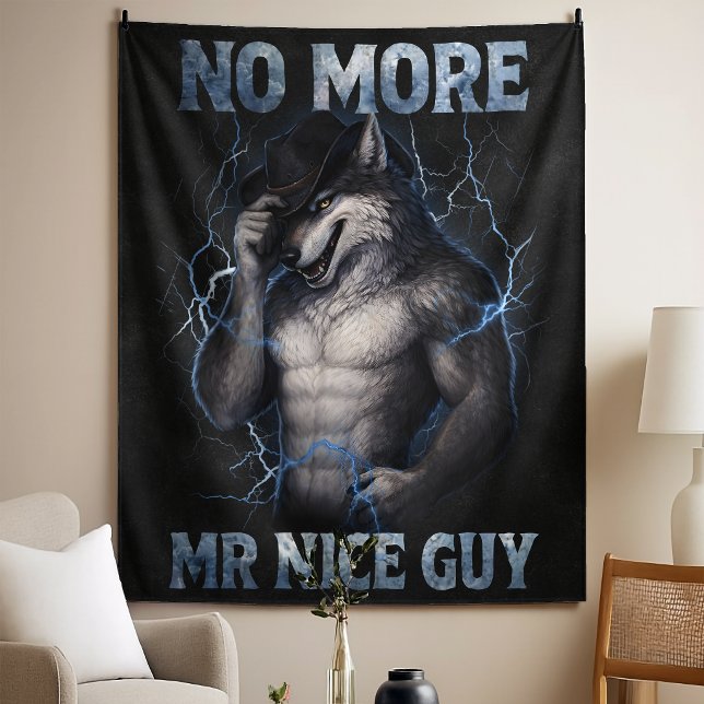 Tenture Plus de Monsieur Gentil Mec Drôle de Mème de Loup  (Créateur téléchargé)