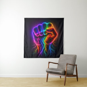 Tenture Poing de pouvoir arc-en-ciel vibrant avec énergie