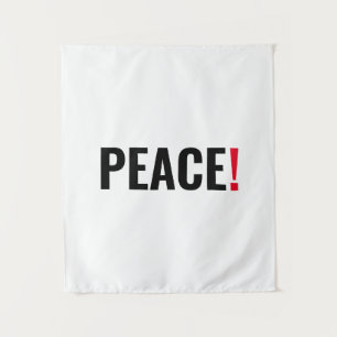 Tenture Point d'exclamation de paix blanc noir rouge anti-
