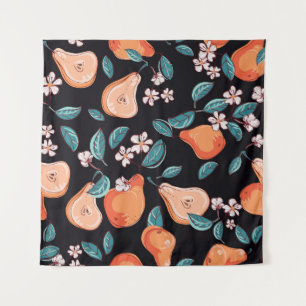Tenture Poires juteuses : motif de fruits dessiné à la mai
