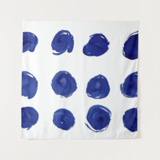 Tenture Pois Polka, aquarelle bleu indigo.
