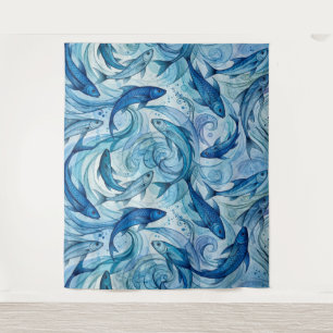 Tenture Poisson Bleu Mystique Flowing Harmony