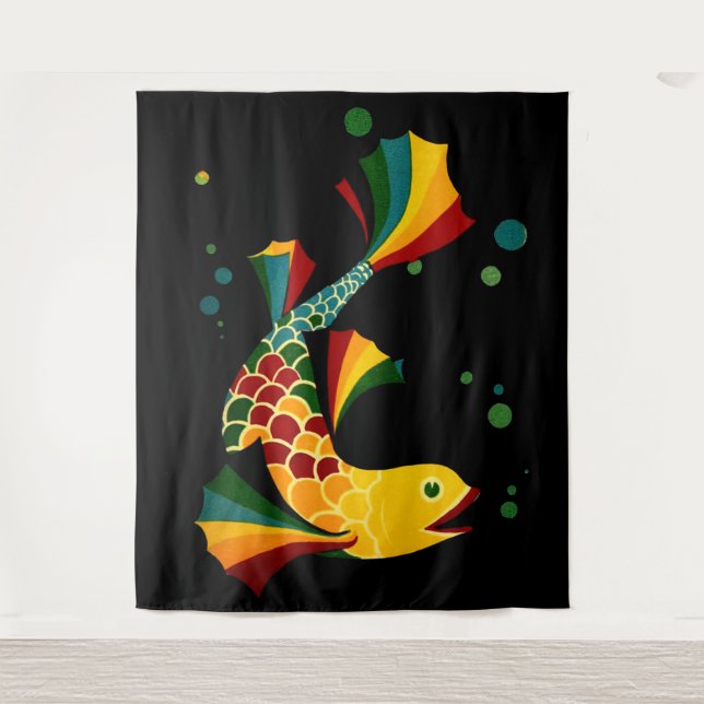 Tenture poisson coloré ‘n bulles (Devant)