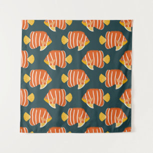 Tenture Poisson Frénétique : Conception Vintage sans joint