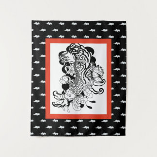 TENTURE POISSON JAPONAIS AVEC MOTIF NUAGE