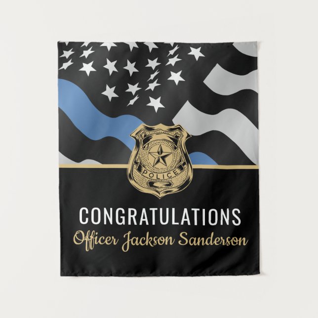 Tenture Police Retraite Party Blue Line Police Enforcement (Devant)