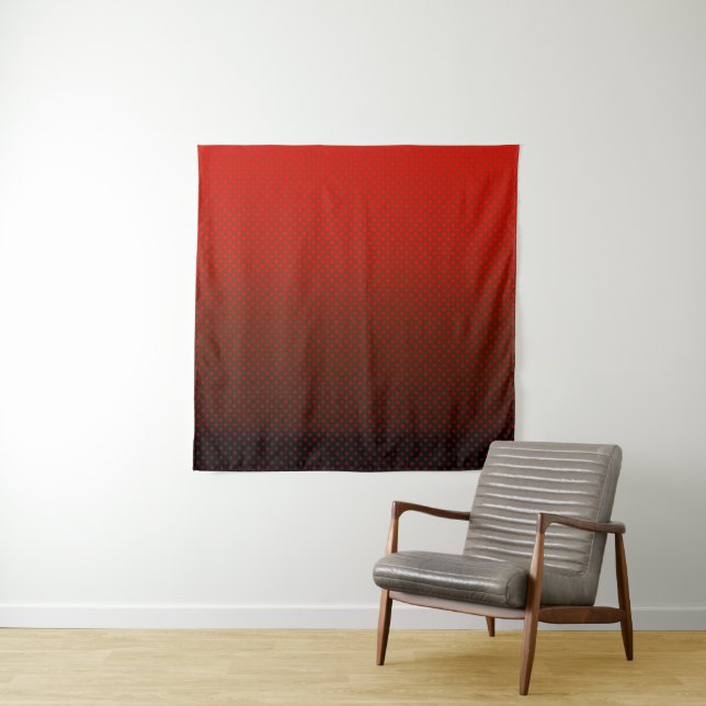 Tenture Polka point dégradé rouge noir couleurs foncé (En situation)