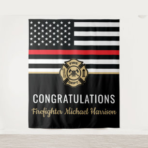 Tenture Pompier Fire Academy Red Line Drapeau Graduation
