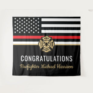 Tenture Pompier Fire Academy Red Line Drapeau Graduation