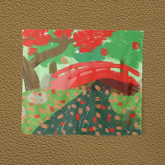 Tenture Pont japonais sous l'érable (Créateur téléchargé)