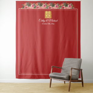 Tenture Pony rose rouge moderne mariage chinois toile de f