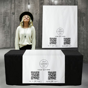 Tenture Pop Up Shop Table Runner Banner Logo 2 QR Codes