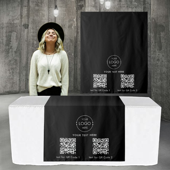 Tenture Pop Up Shop Table Runner Banner Logo 2 QR Codes (Pop Up Shop Table Runner Banner Logo 2 QR Codes Tapestry)