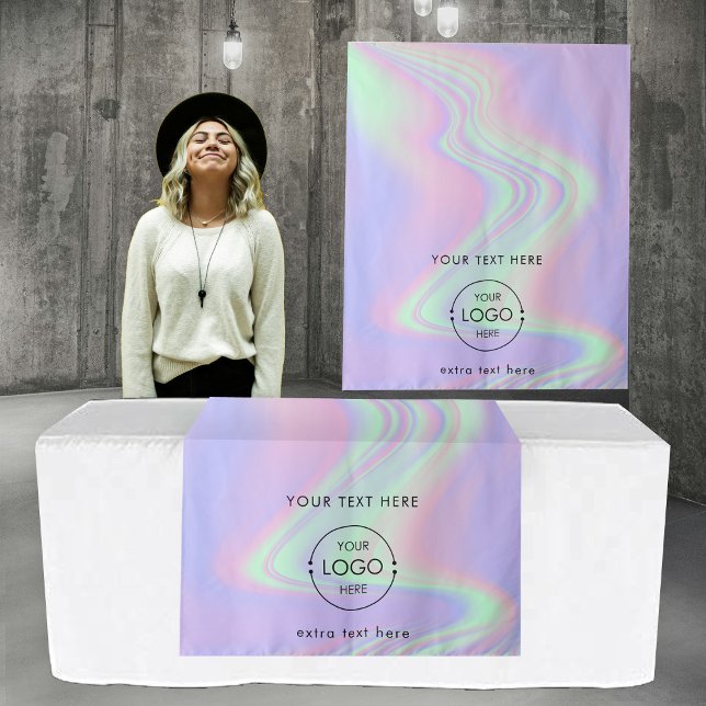 Tenture Pop Up Shop Table Runner Banner Logo Holographique (Pop Up Shop Table Runner Banner Logo Holographic Tapestry)