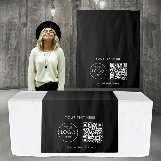 Tenture Pop Up Shop Table Runner Banner Logo QR Code (Pop Up Shop Table Runner Banner Logo QR Code Tapestry)