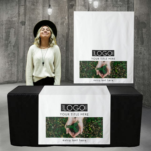Tenture Pop Up Shop Table Runner Bannière Photo Logo (Pop Up Shop Table Runner Banner Photo Logo Tapestry)