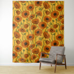 Tenture Poppies orange<br><div class="desc">Fleurs de pavot, peintes à la main dans Photoshop, motif sans soudure.</div>