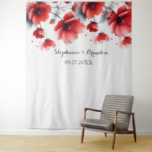 Tenture Poppies Red Poppy Floral Mariage Photo Booth