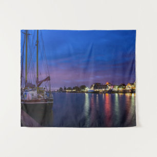 Tenture Port de Volendam illuminé la nuit