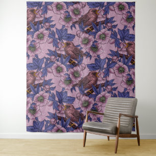 Tenture Porté et hélico, rose et violet