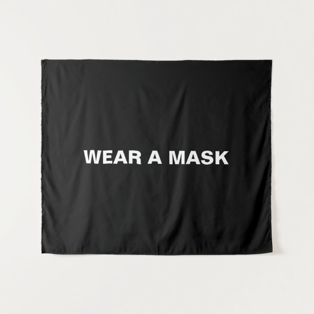Tenture Portez un masque, panneau mural noir blanc minimal (Devant (Horizontal))