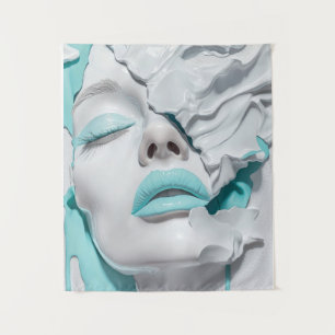 Tenture Portrait Abstrait de Fille au Liquide Menthe
