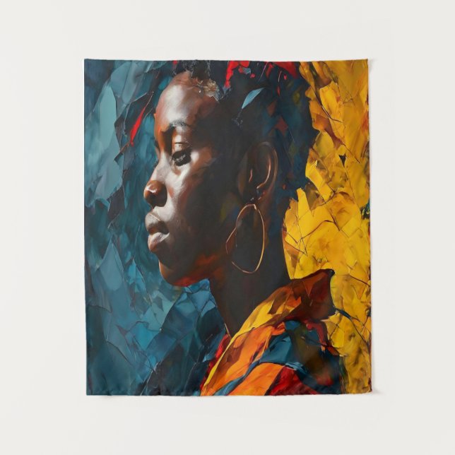 Tenture Portrait Abstrait Gras Expressionnisme Vibrant Art (Devant)