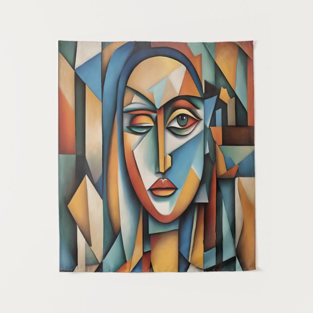 Tenture Portrait Cubiste Abstrait Art géométrique (Devant)