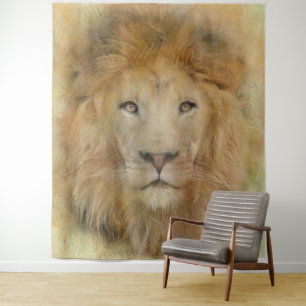 Tenture  Portrait d'aquarelle du lion d'Afrique