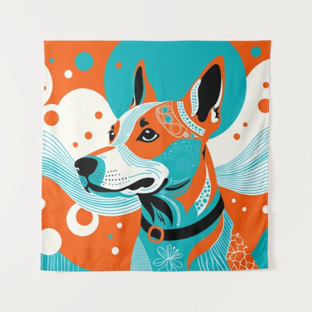 Tenture Portrait de chien joyeux (Devant)