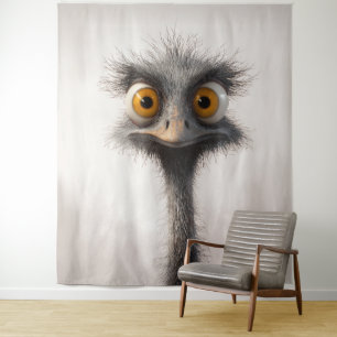 Tenture Portrait de dessin animé d'autruche aux yeux écarq