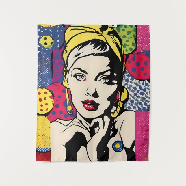 Tenture Portrait de femme rétro pop art (Devant)