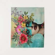 Portrait de femme vintage avec des fleurs