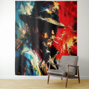 Tenture Portrait de gangster abstrait style vintage