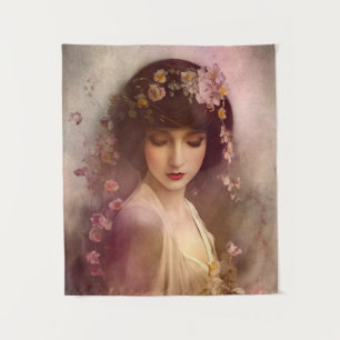 Tenture Portrait de style vintage de la belle Florale femm