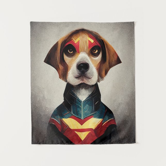 Tenture Portrait de Superhero Dog | (Devant)