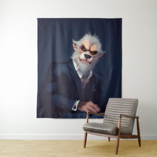 Tenture Portrait d'un loup-garou en costume