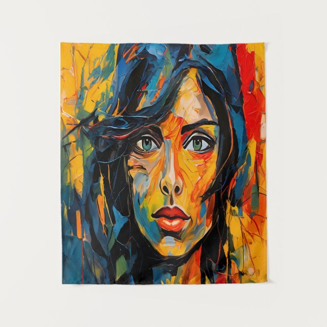 Tenture Portrait expressionniste vibrant Art Abstrait auda (Devant)